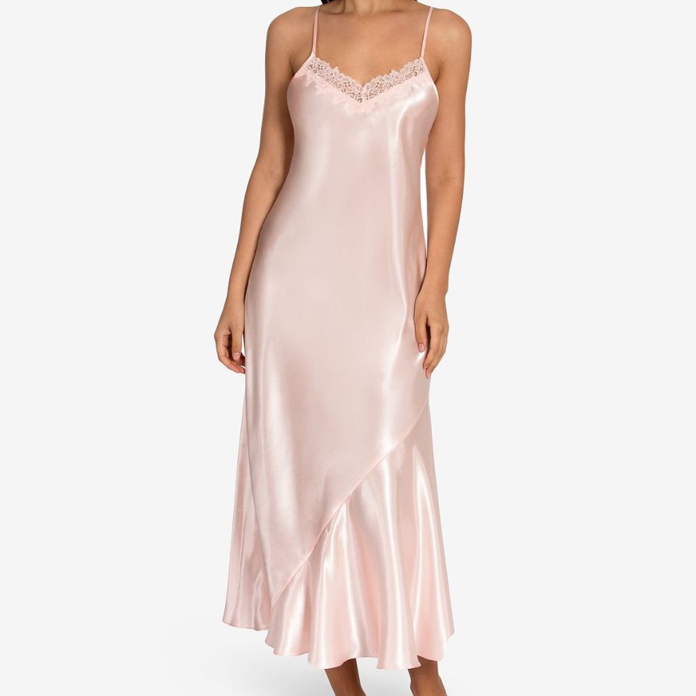 Linea Donatella pink long satin nightgown